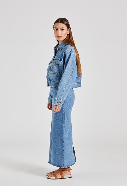 Stylein Kirsten Cropped Denim Jacket Vintage Blue 
